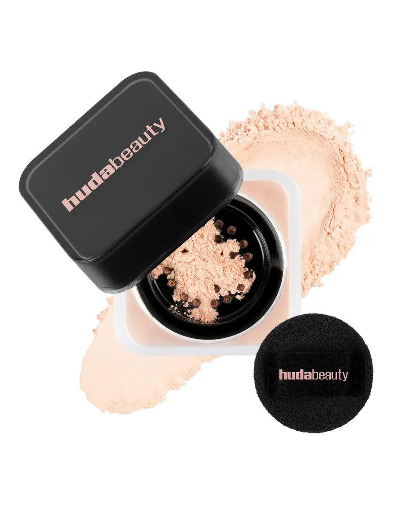 huda beauty mini loose powder-peach pie