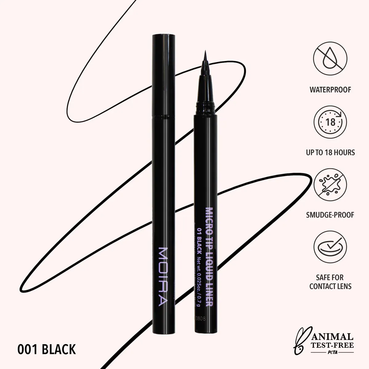 moira micro tip liquid liner-001 black