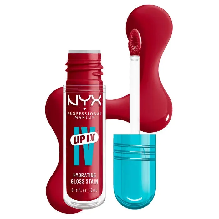 nyx lip I.V. hydrating lip gloss stain-11 red-y, set, wet!
